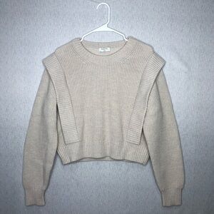Aritzia Babaton Women’s Grazia Sweater M 100% Merino Wool Knit Ribbed Oatmeal